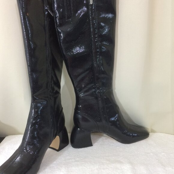 NEW Sam Edelman Boots Circus NY Heeled Black Full Zipper Faux Leather - Picture 7 of 8
